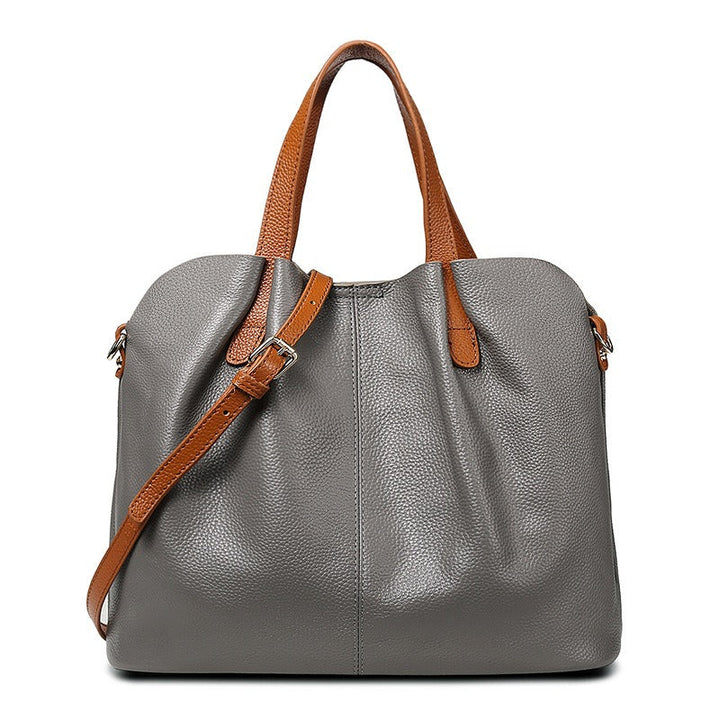 Adalynn | Women's Structured Leather Tote Bag with Contrast Handles