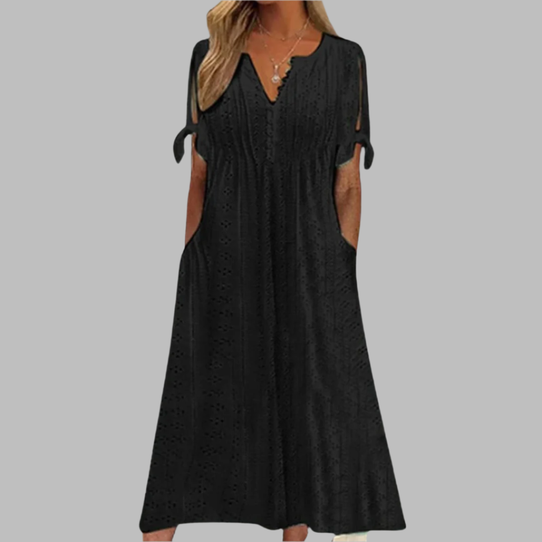 Casual Eyelet Cotton Boho Summer Midi Dress