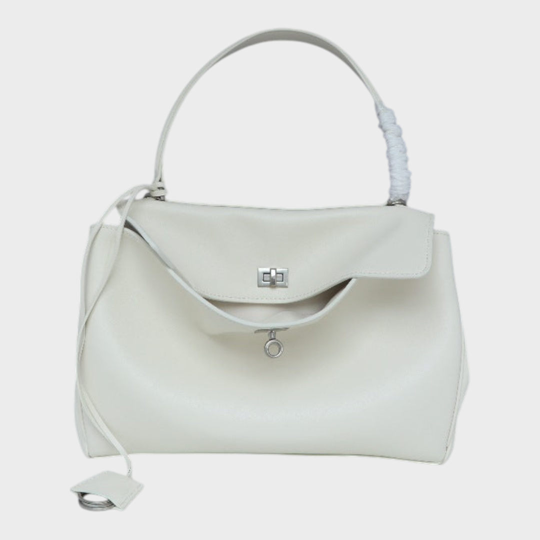 Structured Flap Top Handle Crossbody Leather Handbag