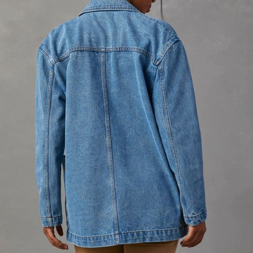 Longline Denim Blazer Jacket for Casual Everyday Wear