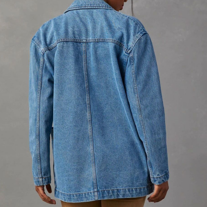 Longline Denim Blazer Jacket for Casual Everyday Wear