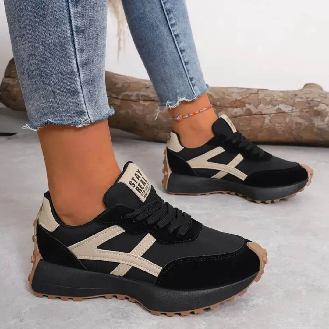 Contrast Panel Retro Lace Up Chunky Sole Sneaker