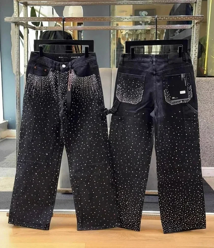 Pantaloni Larghi Donna | Jeans Larghi con Paillettes