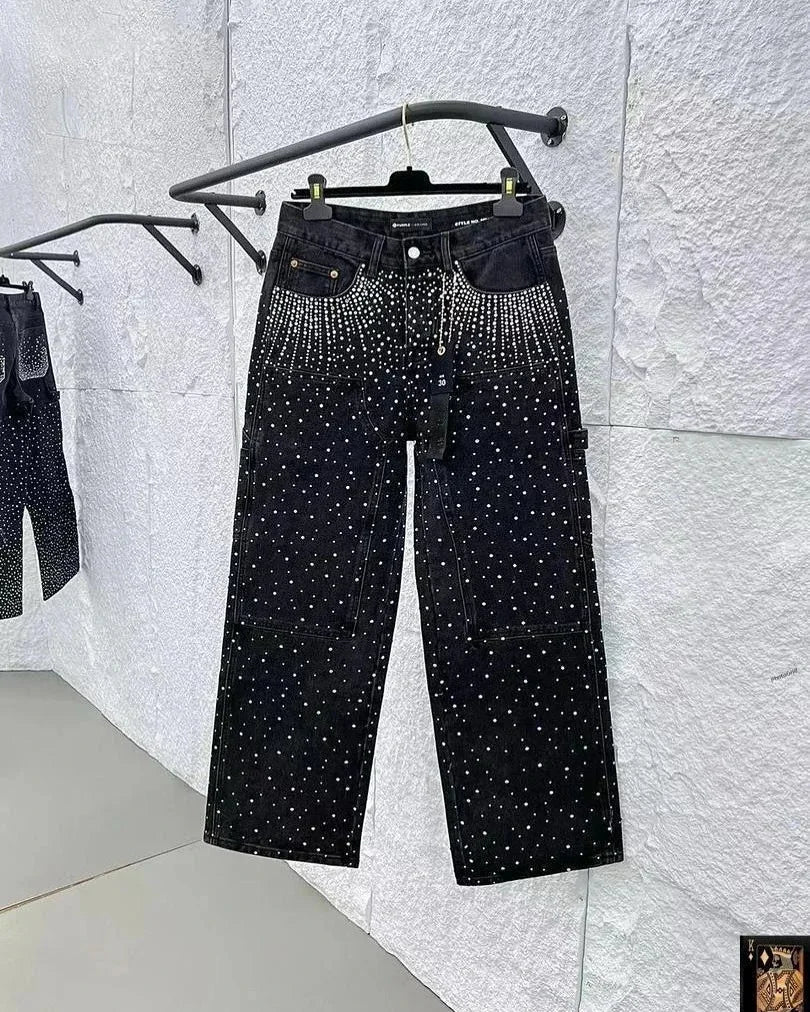 Pantaloni Larghi Donna | Jeans Larghi con Paillettes