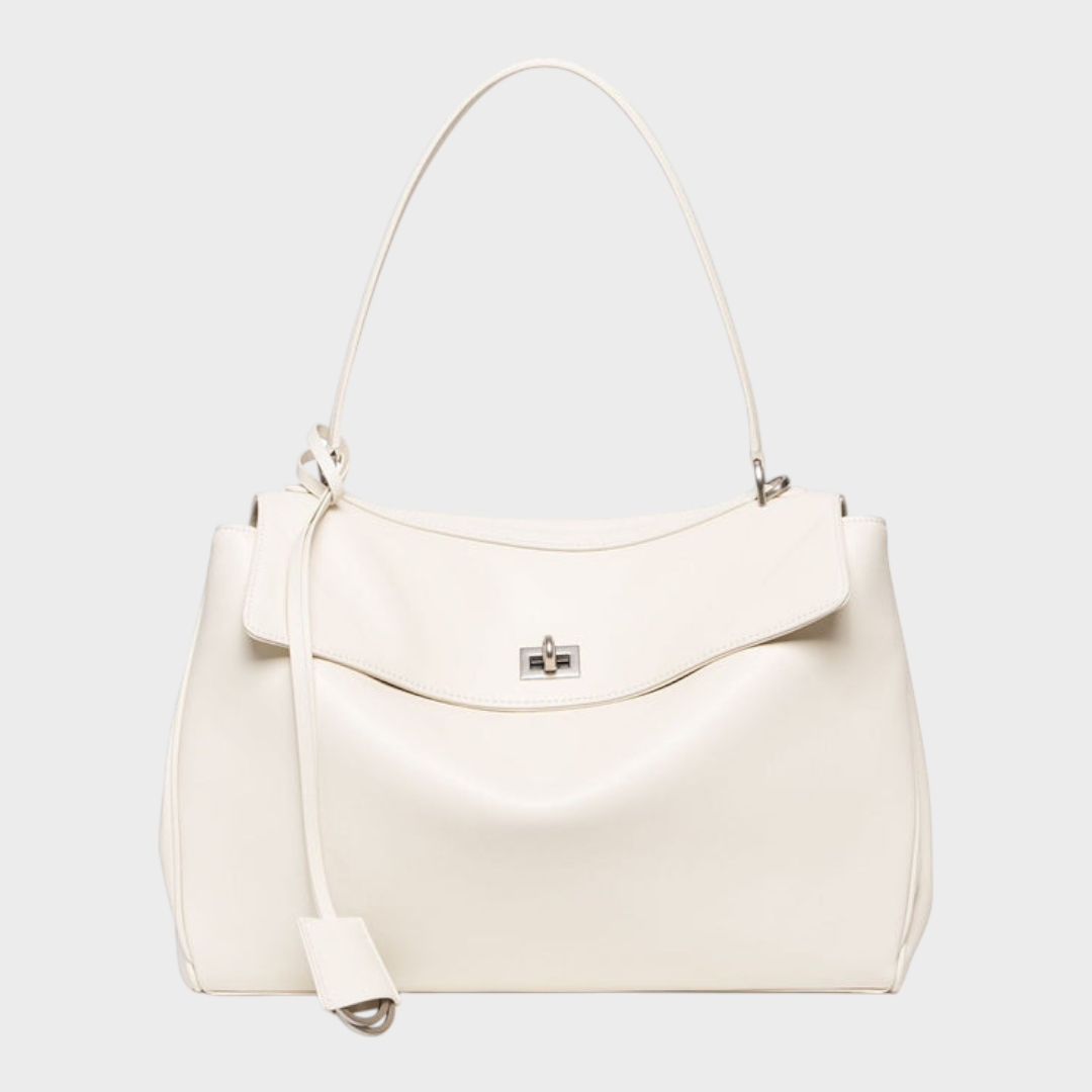 Structured Flap Top Handle Crossbody Leather Handbag