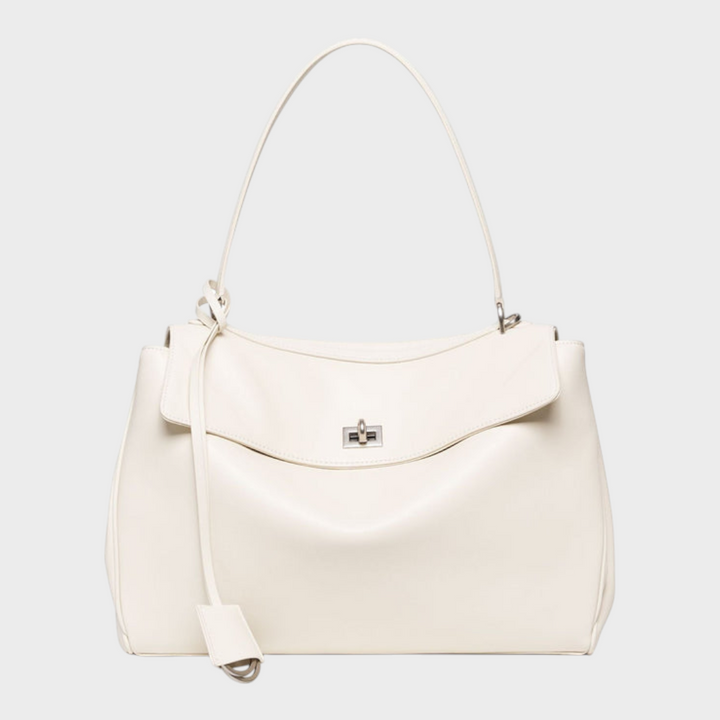Structured Flap Top Handle Crossbody Leather Handbag