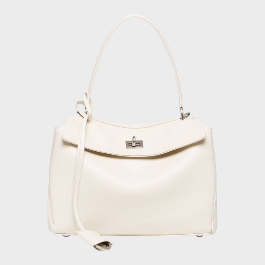 Structured Flap Top Handle Crossbody Leather Handbag