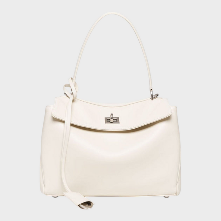 Structured Flap Top Handle Crossbody Leather Handbag