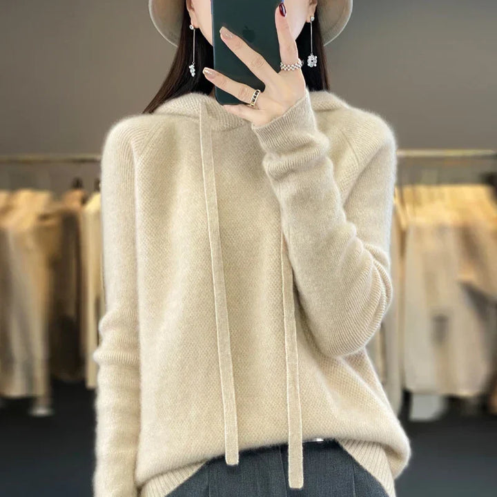 Nyelle | Women's Knit Hooded Pullover with Drawstring