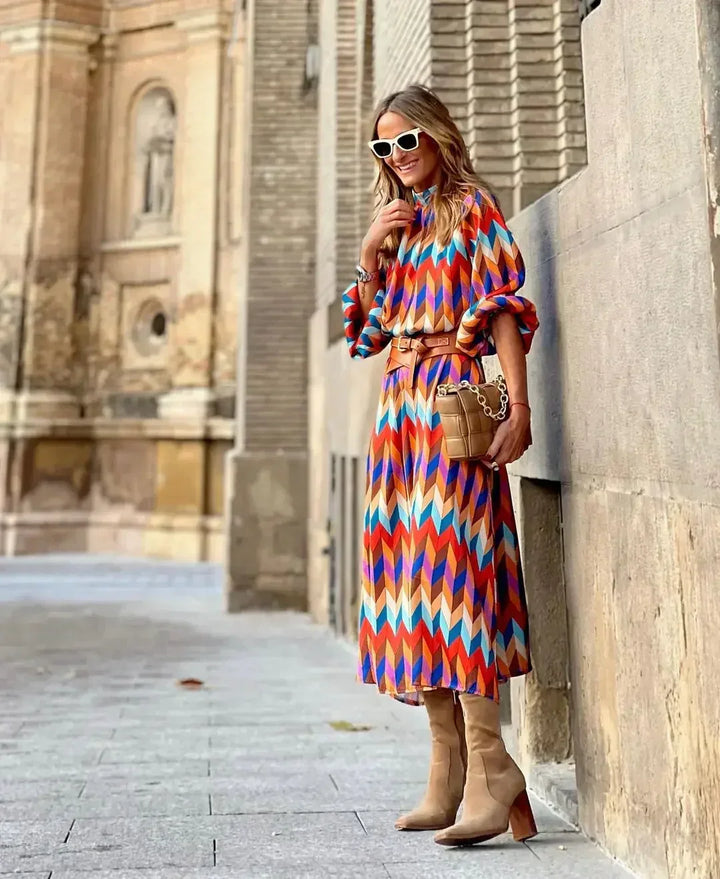 Cassandra - Vibrant Geometric Dress