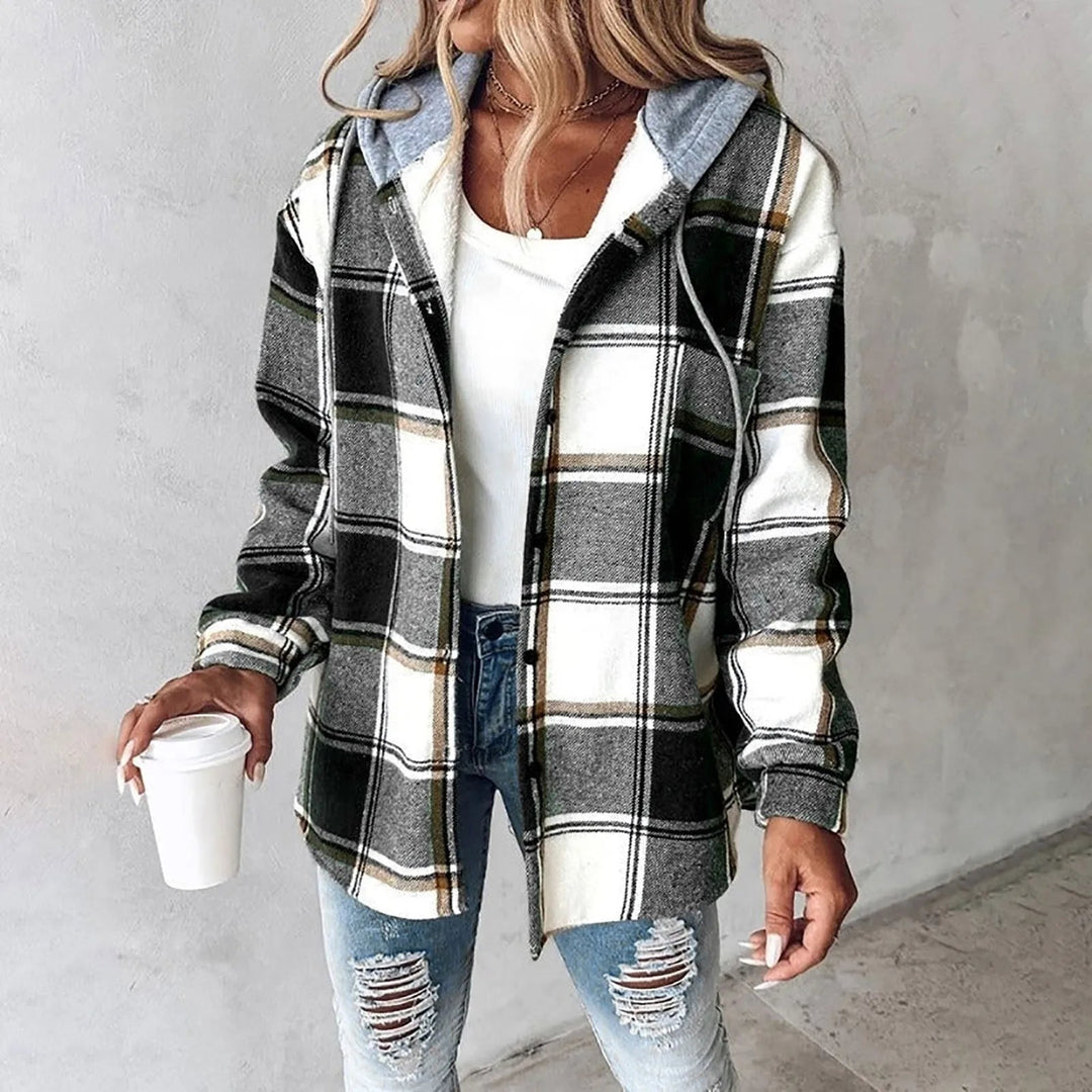 Thistle | Women's Hooded Plaid Checkered Shirt Jacket