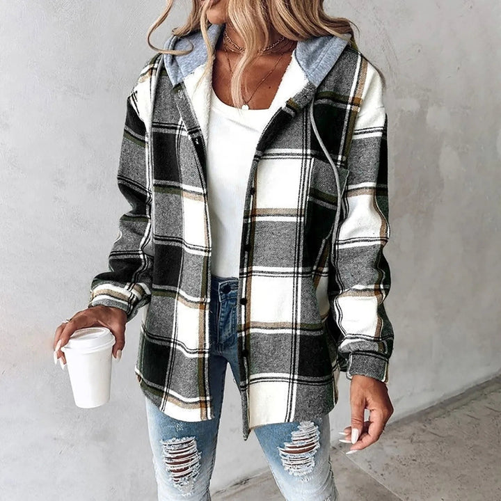 Thistle | Women's Hooded Plaid Checkered Shirt Jacket