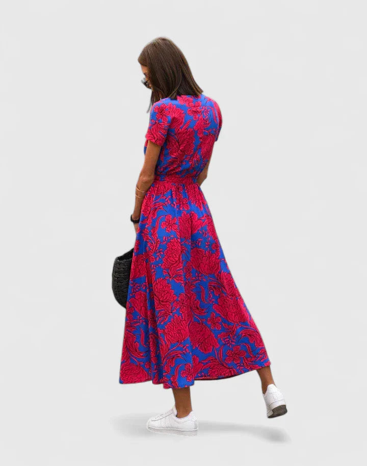 Floral Wrap Midi Dress Casual Summer A Line