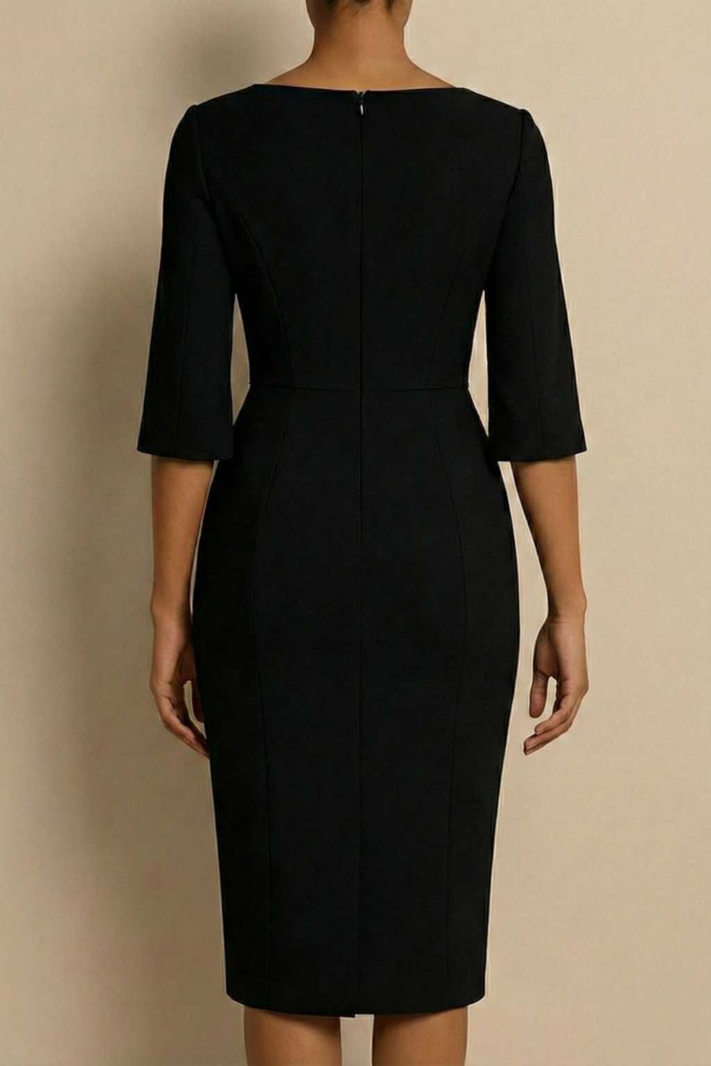 Pearl Split Sleeve Bodycon Midi Dress - Formal Wedding Guest
