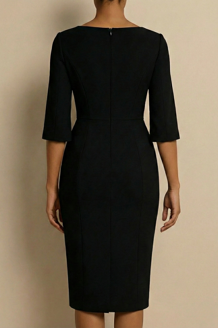 Pearl Split Sleeve Bodycon Midi Dress - Formal Wedding Guest