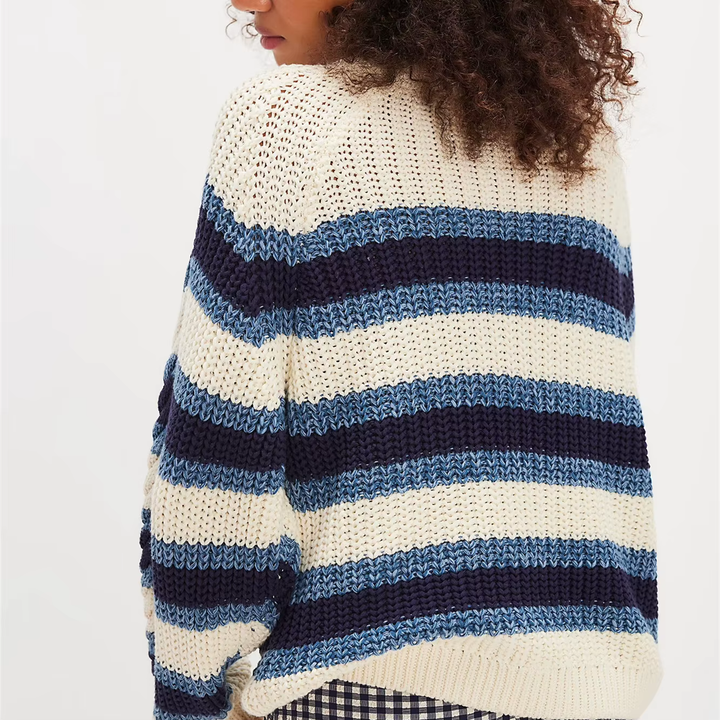 Wilhelmina | Women's Multicolor Striped Cable Knit Sweater