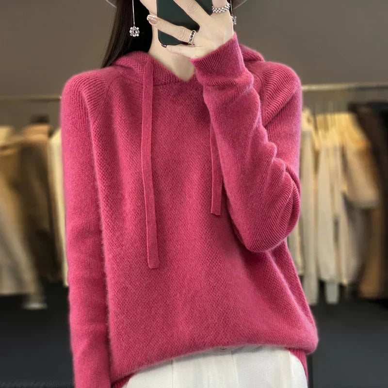 Nyelle | Women's Knit Hooded Pullover with Drawstring
