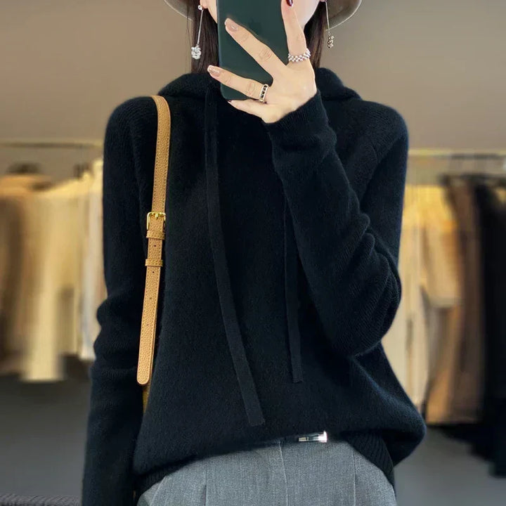 Nyelle | Women's Knit Hooded Pullover with Drawstring