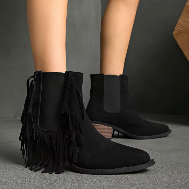 Tigra – Luxe Fringe Ankle Boots