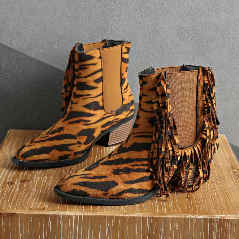 Tigra – Luxe Fringe Ankle Boots