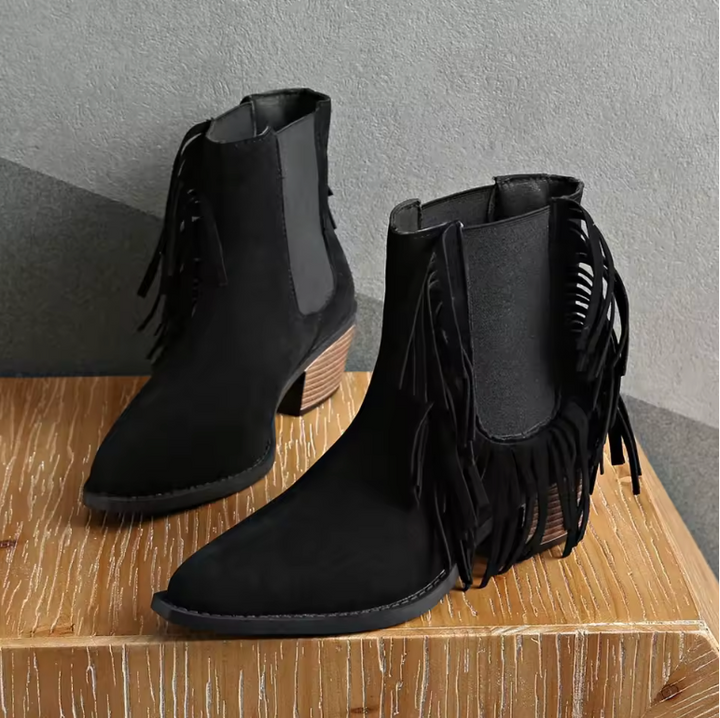 Tigra – Luxe Fringe Ankle Boots