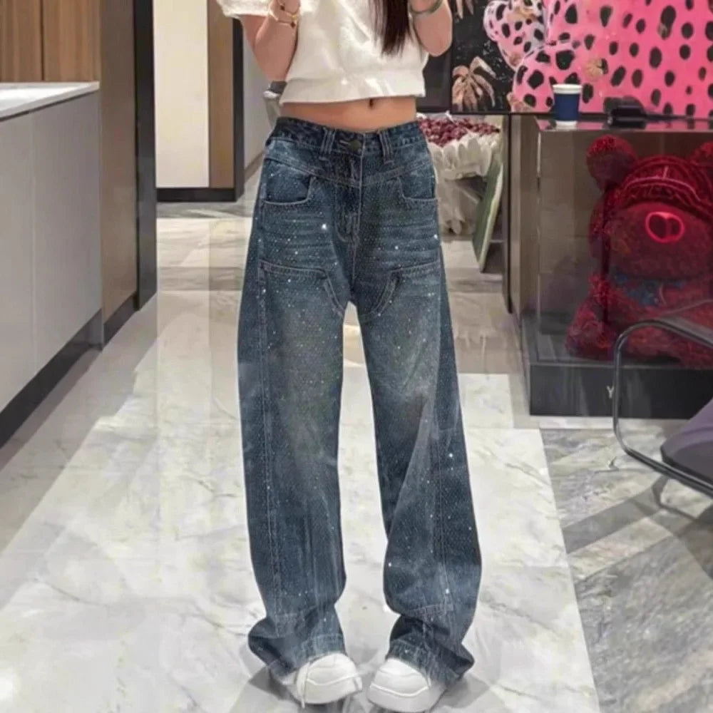 Sofia™ | Jeans a Gamba Larga con Strass Eleganti