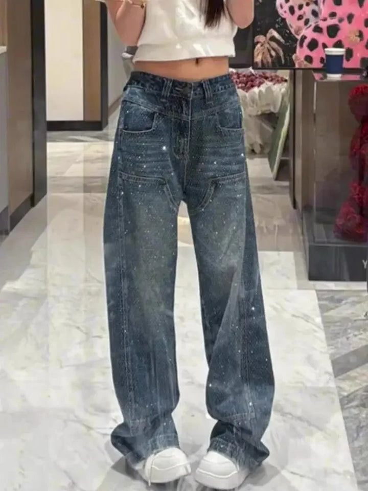 Sofia™ | Jeans a Gamba Larga con Strass Eleganti