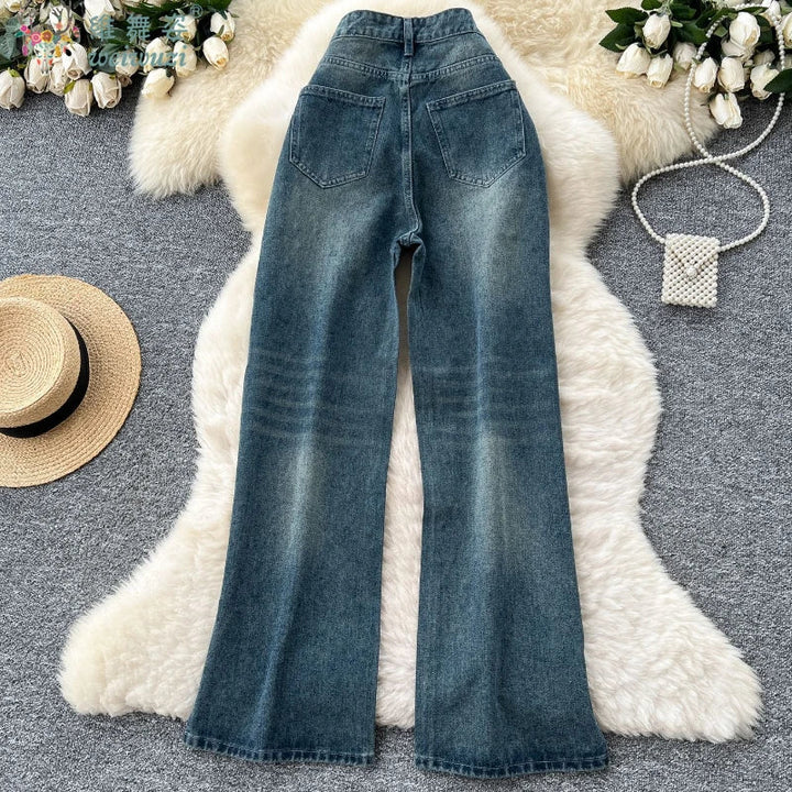 Sofia™ | Pantaloni Donna in Denim a Gamba Larga Eleganti