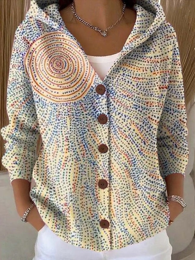 Cassidy | Women's Hooded Multicolour Print Button Cardigan