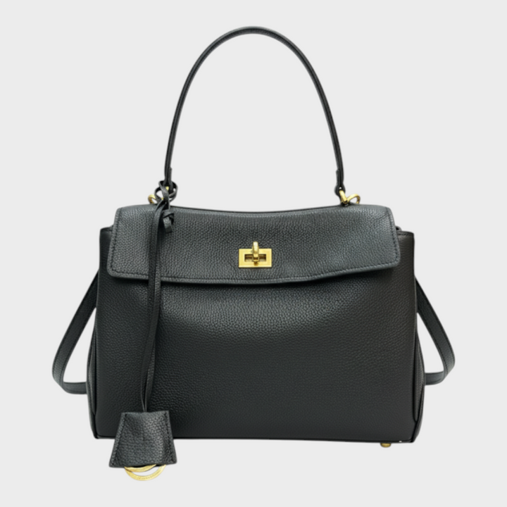 Structured Flap Top Handle Crossbody Leather Handbag