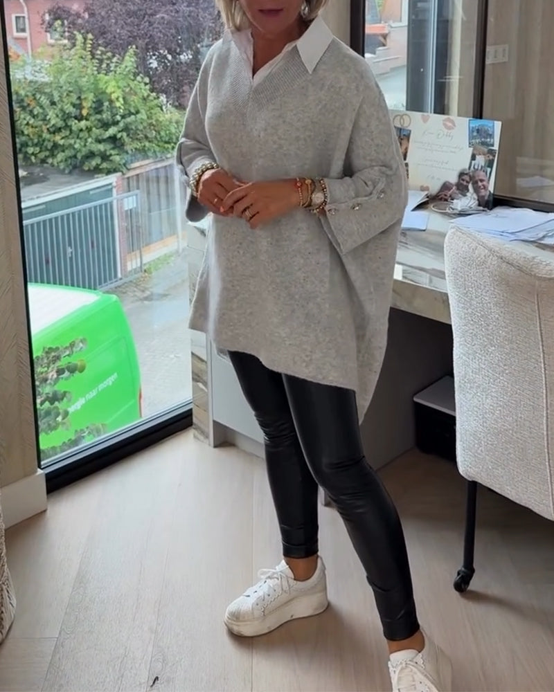 Verity™- V neck Jumper With Button Cuffs