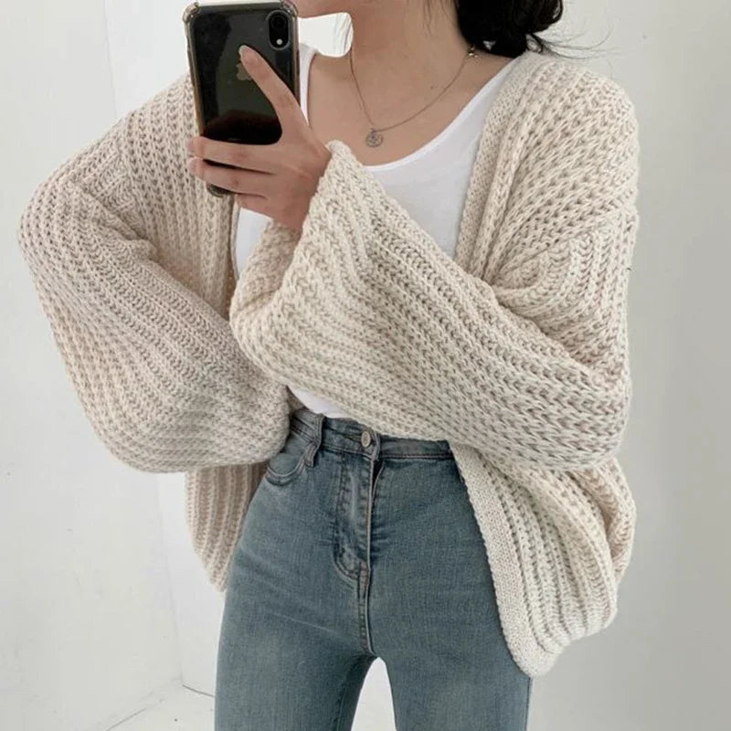 Odessa | Women's Oversized Balloon Sleeve Chunky Knit Cardigan