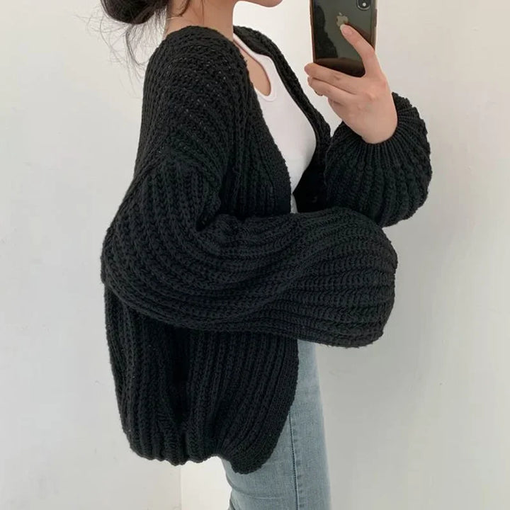 Odessa | Women's Oversized Balloon Sleeve Chunky Knit Cardigan