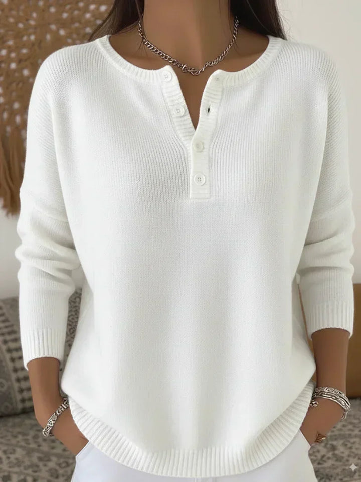 Helena™ | Women's Henley Button Knit Sweater