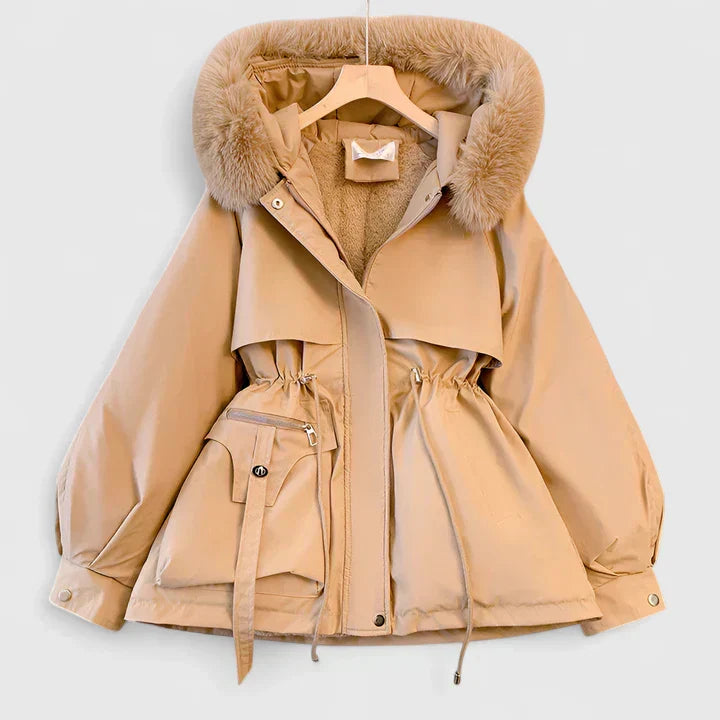 Aya | Women's Faux Fur Hood Parka Coat with Drawstring Waist