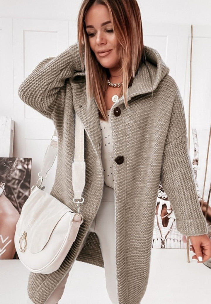 Margot | Women's Hooded Oversized Long Chunky Knit Cardigan