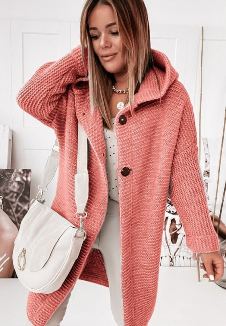 Margot | Women's Hooded Oversized Long Chunky Knit Cardigan