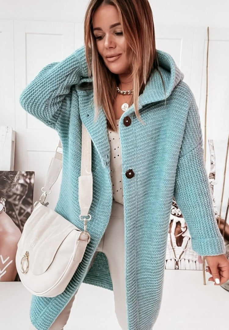 Margot | Women's Hooded Oversized Long Chunky Knit Cardigan