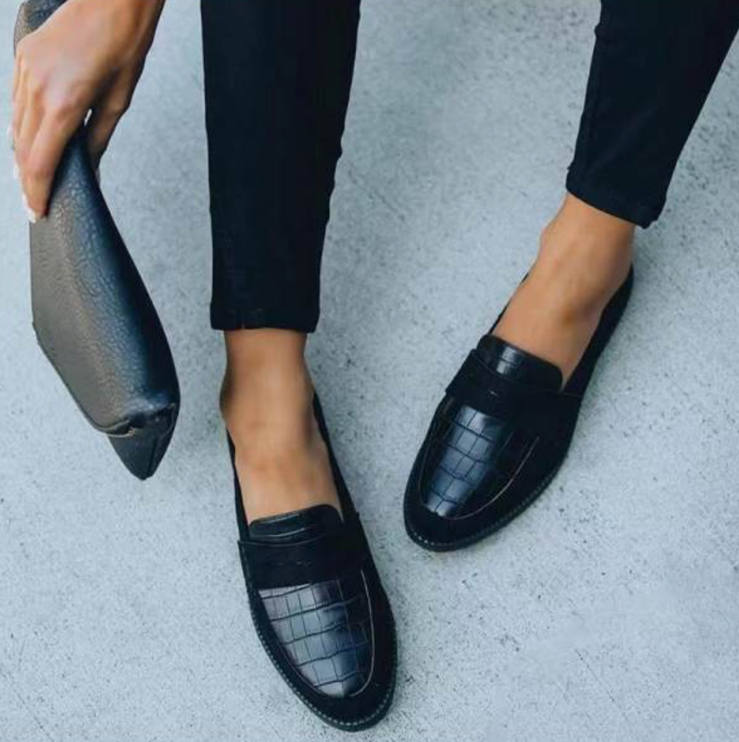 Croc Embossed Penny Slip On Classic Leather Loafer