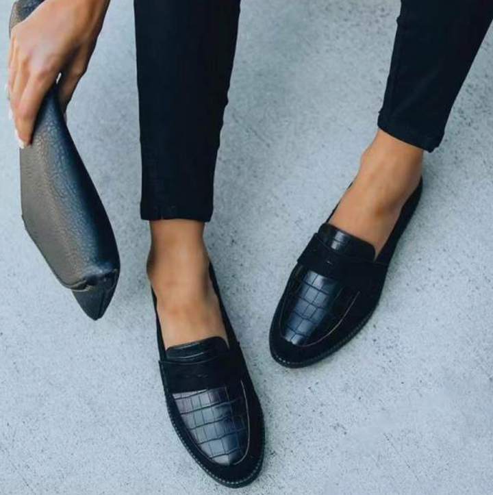 Croc Embossed Penny Slip On Classic Leather Loafer