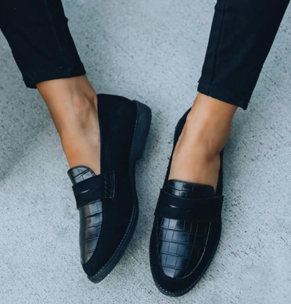 Croc Embossed Penny Slip On Classic Leather Loafer
