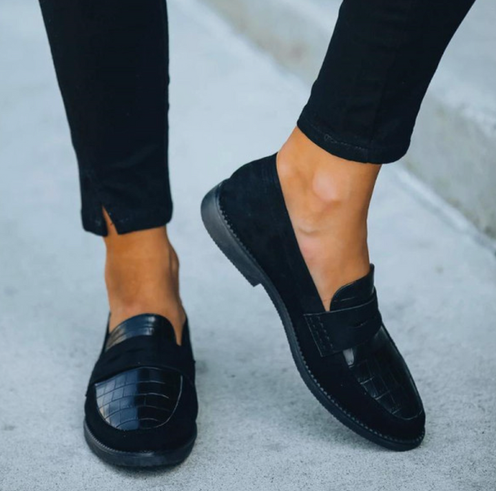Croc Embossed Penny Slip On Classic Leather Loafer