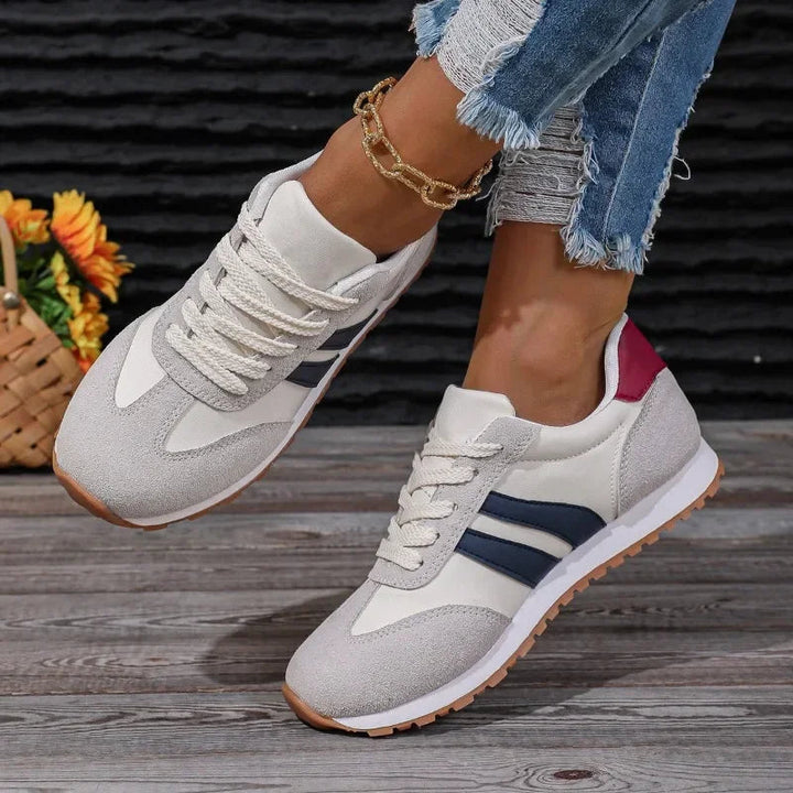 Retro Stripe Colourblock Lace Up Casual Sneakers