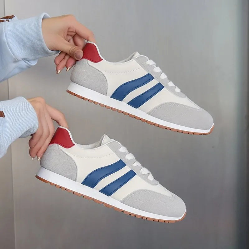 Retro Stripe Colourblock Lace Up Casual Sneakers