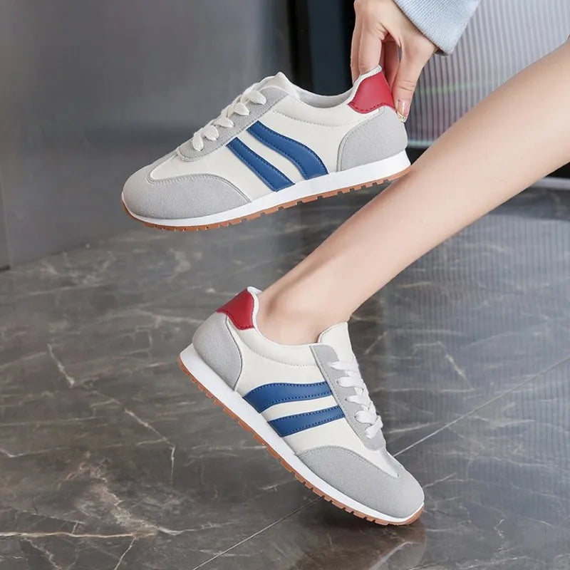 Retro Stripe Colourblock Lace Up Casual Sneakers