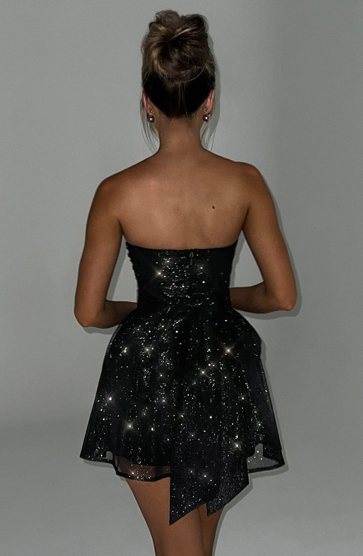 Strapless Glitter Tulle Skater Homecoming Dress