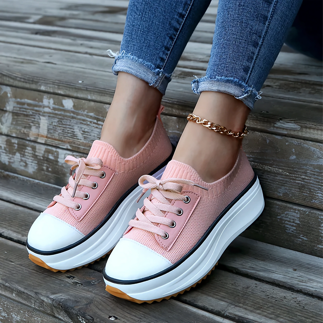 Knit Sock Upper Lace Up Chunky Platform Sneaker