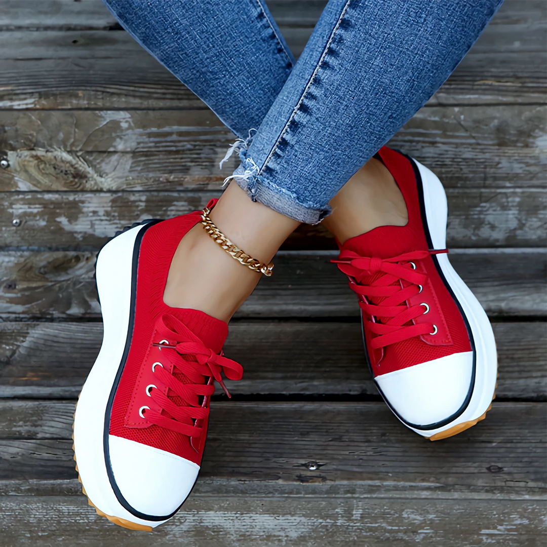 Knit Sock Upper Lace Up Chunky Platform Sneaker