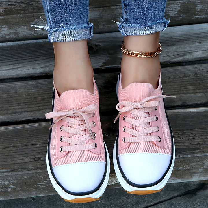 Knit Sock Upper Lace Up Chunky Platform Sneaker