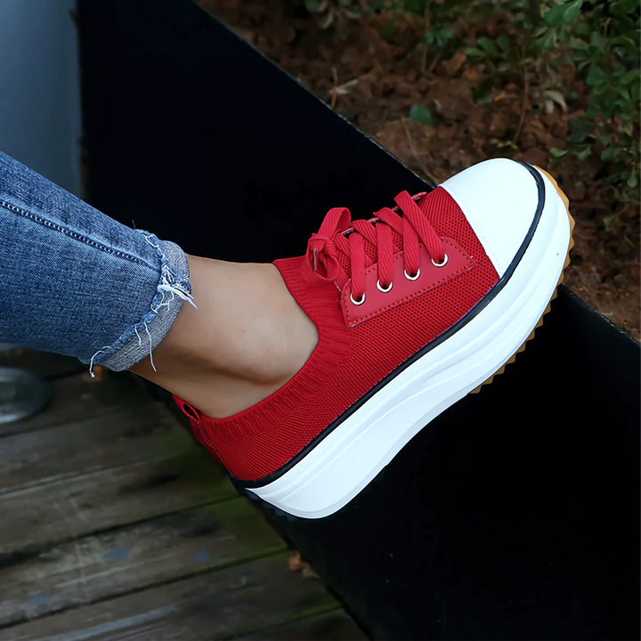 Knit Sock Upper Lace Up Chunky Platform Sneaker